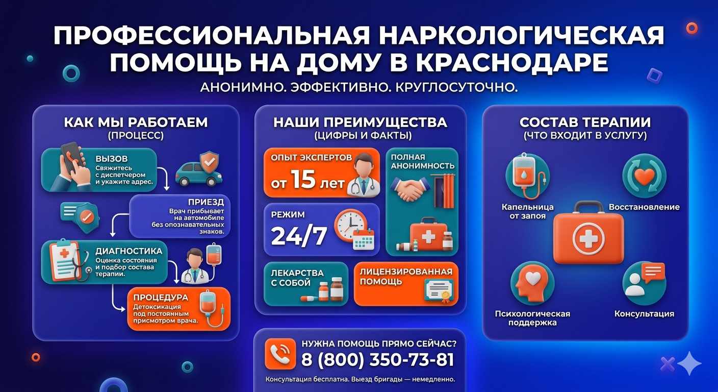 Инфографика о принципах лечения алкоголизма на дому в Алексине: этапы вызова нарколога, преимущества анонимной детоксикации и состав медицинской помощи.